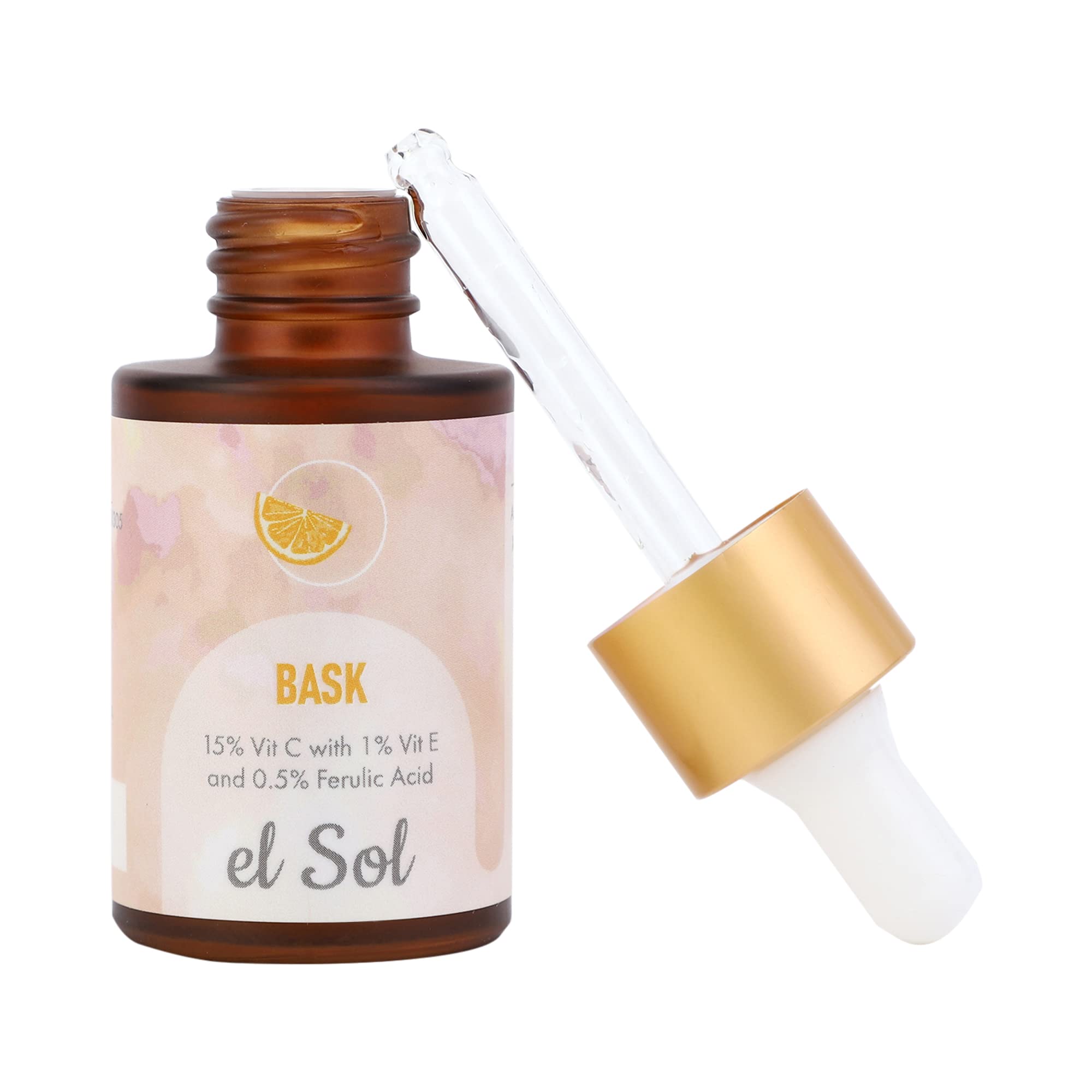 BASK 30ml Vitamin C Serum with 15% Vitamin C, 1% Vitamin E, and 0.5% Ferulic Acid – Brightening, Anti-Aging, and Antioxidant Protection