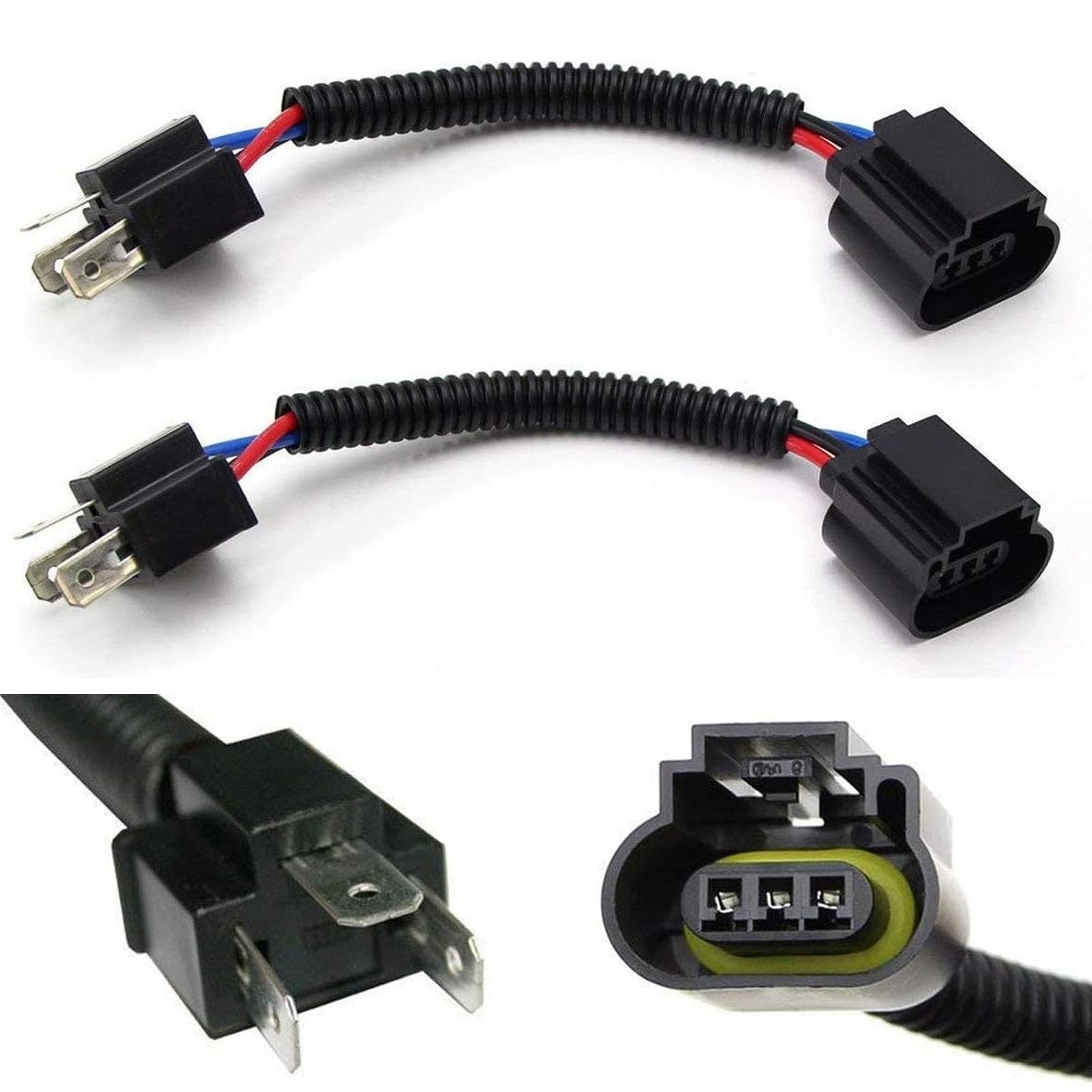 TOPKU One Pair 9003 H4 (Male) to H13 9008 (Female) Converter Adapter Socket Wiring Harness Kit