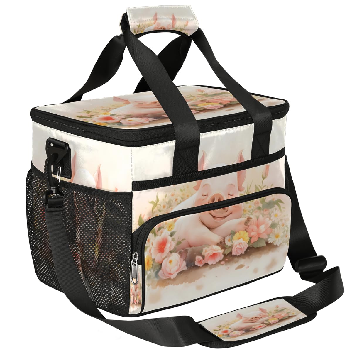 Pig Insulated Picnic Backpack Lunch Box for Women Men Picnic Basket Tote Lunch Bag Picnic Bag Portable Lunch Bags for Picnic, Beach, Work, Trip,Office, Camp Sleeping Piggy Piglet
