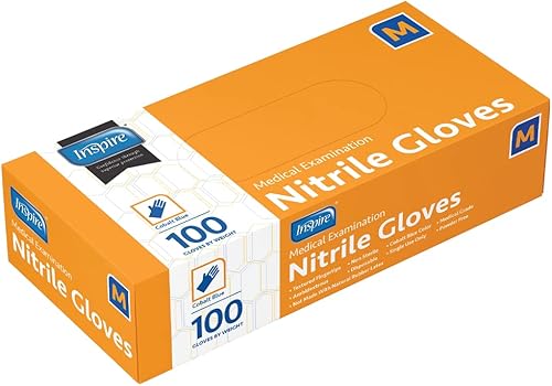 Miniatura 6 de Inspire Guantes de examen de nitrilo  The Original Quality Stretch Nitrile Cobalt Blue  4.5 guantes desechables sin látex médico EMT