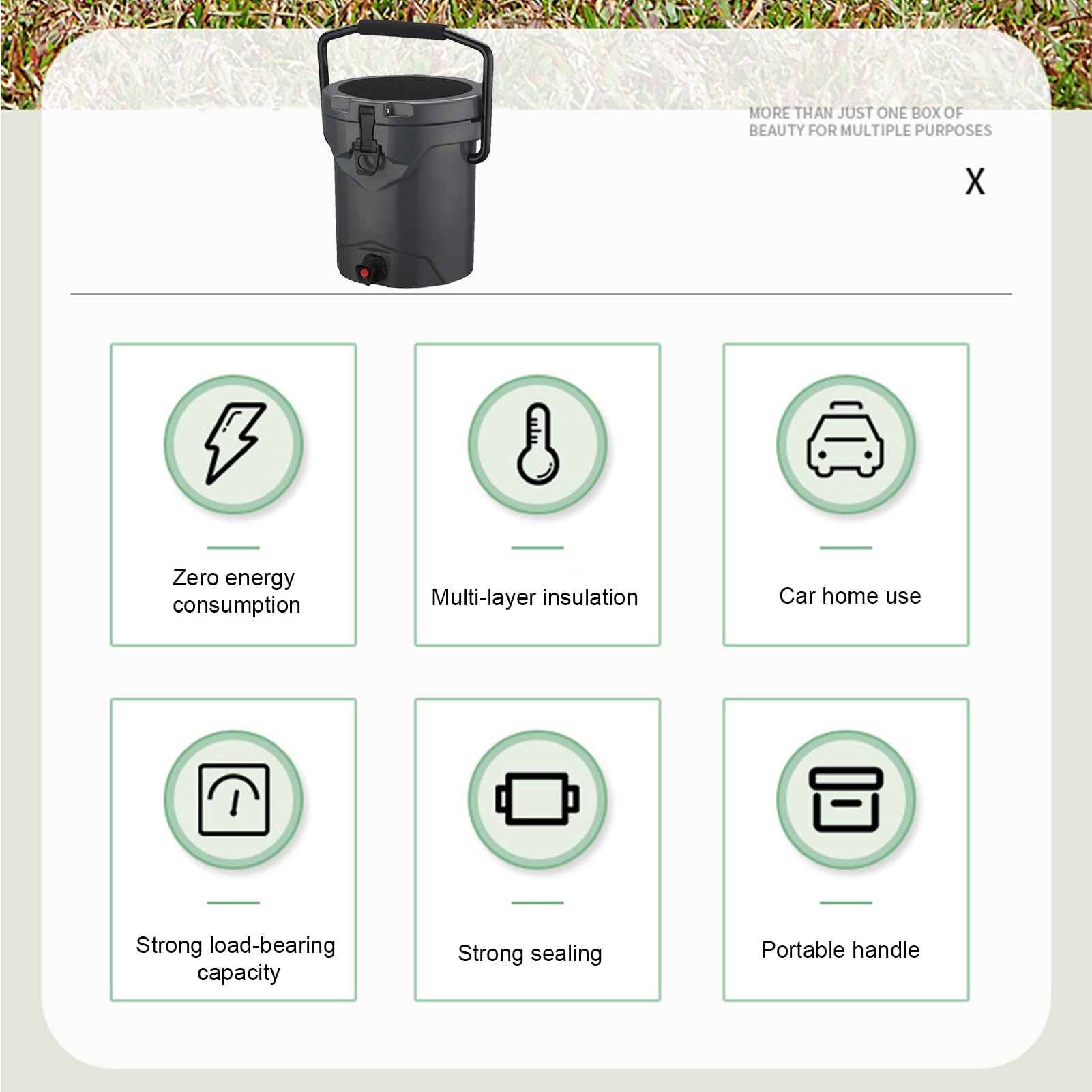 Cooler per Campeggio Contenitore Alimenti Trasportabile | Frigo da Picnic con Rubinetto per Campeggiatori Escursionisti Spiaggia Picnic Eventi Sportivi Pesca Viaggi Stradali Feste in