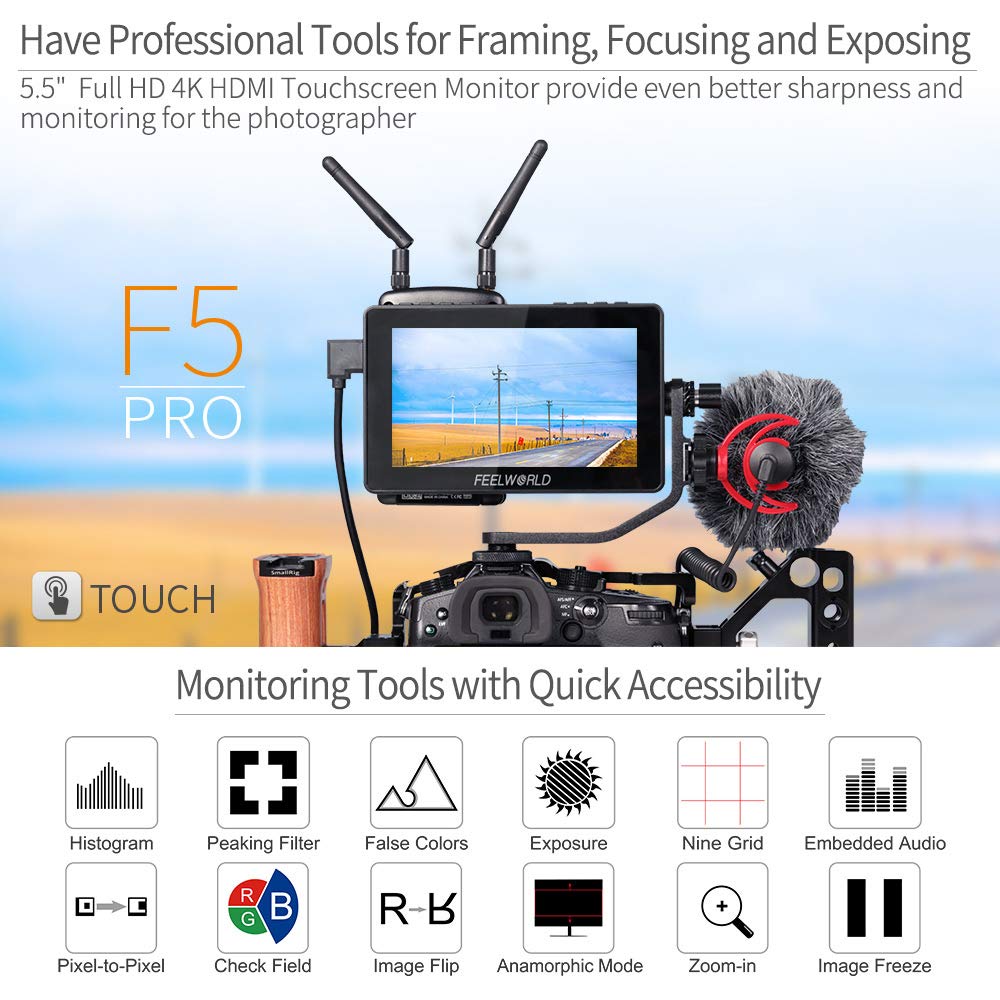Buy FEELWORLD F5 Pro 5.5 Inch on DSLR Camera Field Monitor Touch