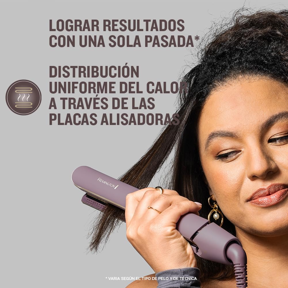 Remington plancha de pelo AIRvive con Aire Ionizado, tecnología Ionic Air antiencrespamiento, revestimiento cerámico ultrasuave con microacondicionadores (placas flotantes, digital, 150-230 °C) S8930