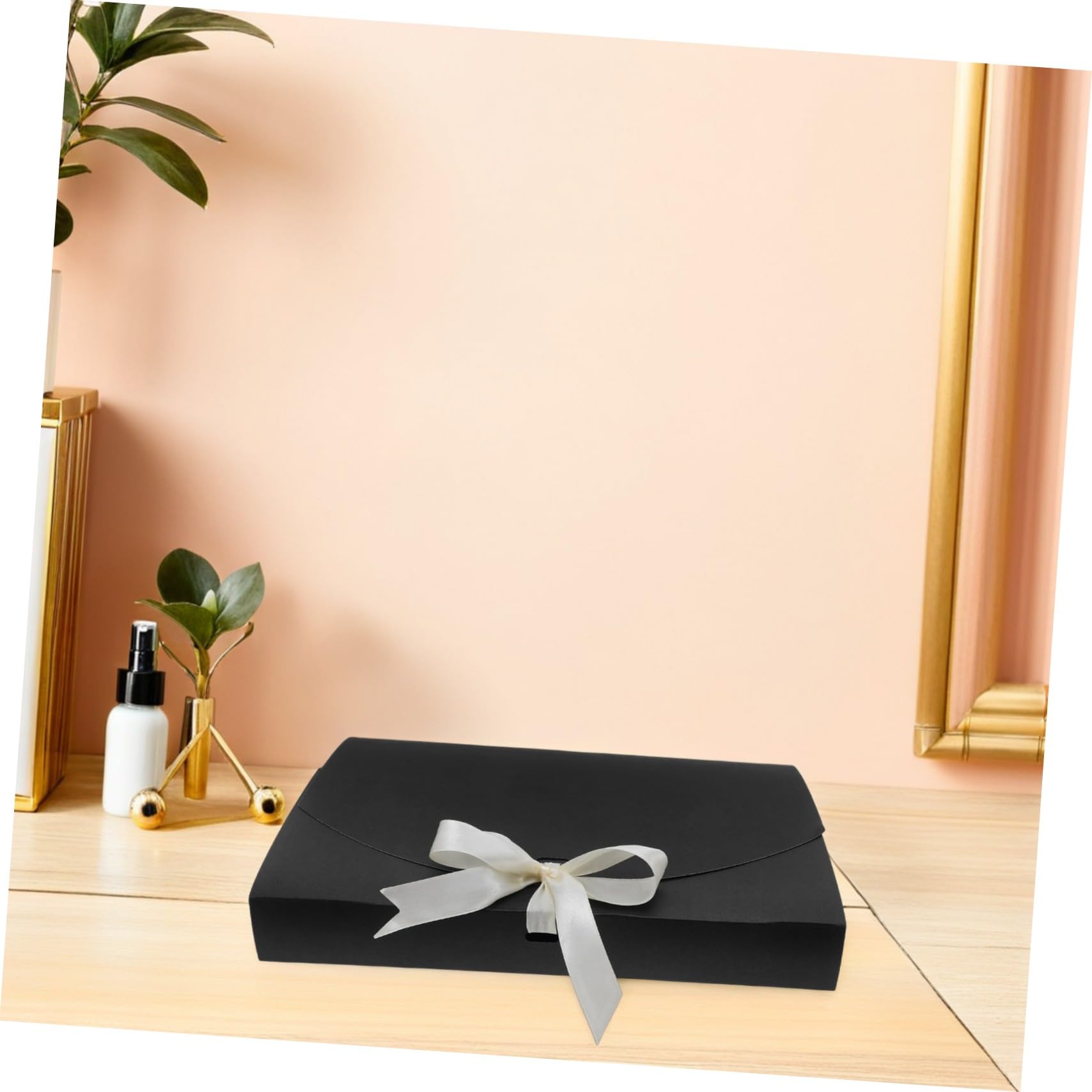 POPETPOP Scatole Regalo in Carta Nero 26x17,5x3,5cm 20pezzi con Fiocco per Scarpe Camicie Natale Compleanno
