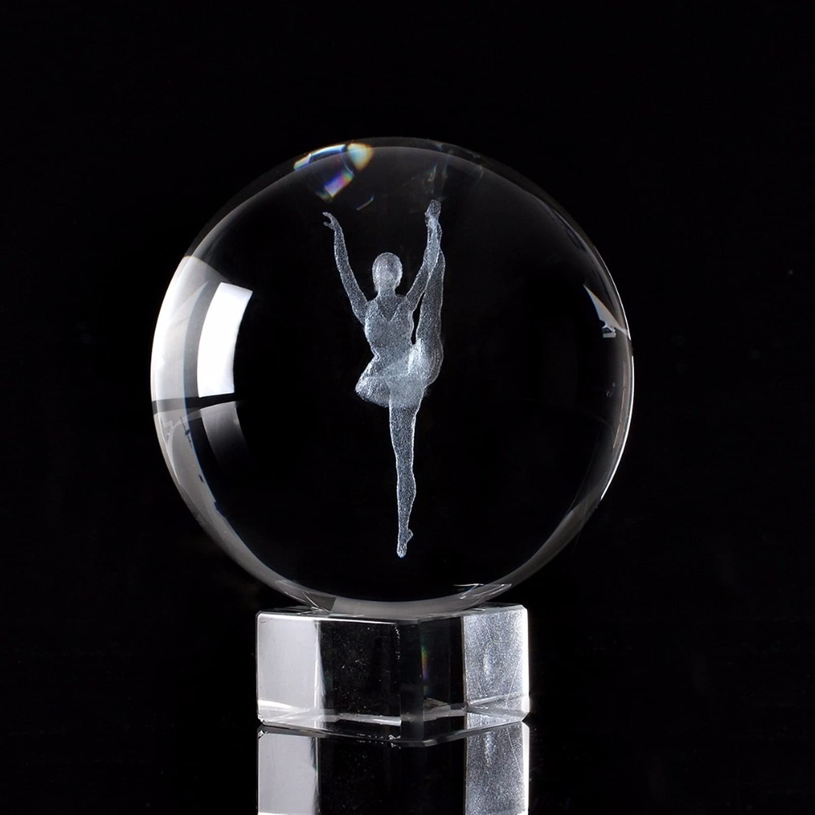bola de cristal (en la magia occidental) 6 / 8cm Bola de cristal transparente Láser 3D grabado Ballet Bailarín Vidrio Bola decorativa Feng Shui Art Decor Accesorios Miniaturas Regalos bola de cristal(