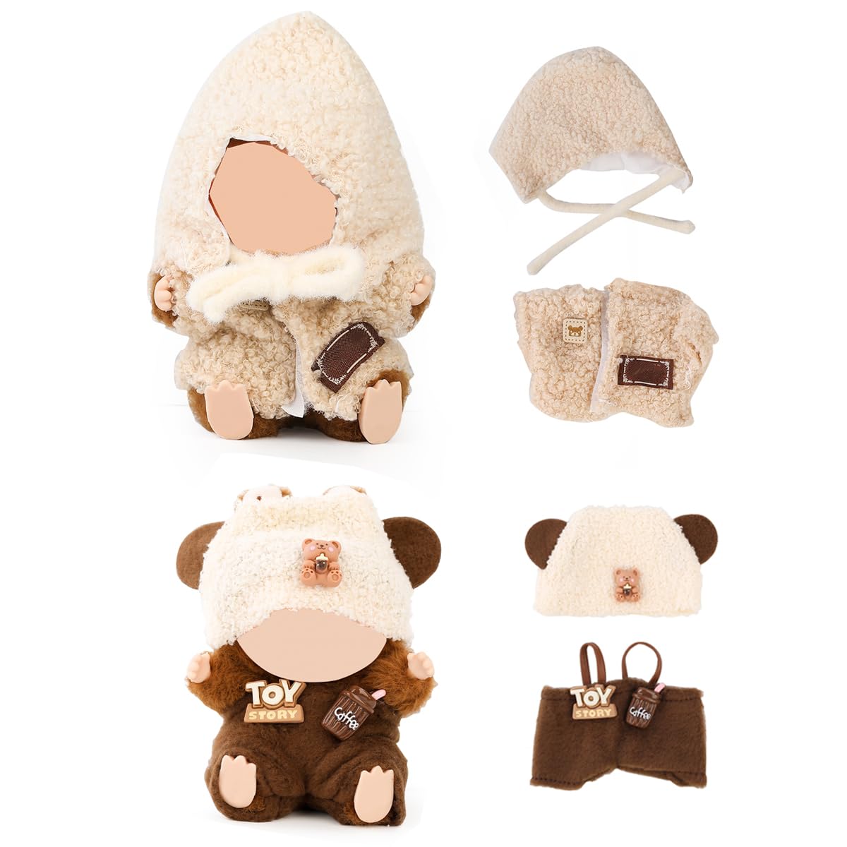 (2 Pack) XMBYGY Clothes for Labubu (for 17/15cm Standing/Sitting Doll) (NO Doll) - Clothes Accessories Dress up for Dolls Included Figures Clothes Skirt and Hat for Girls and Woman (LB68+LB35)