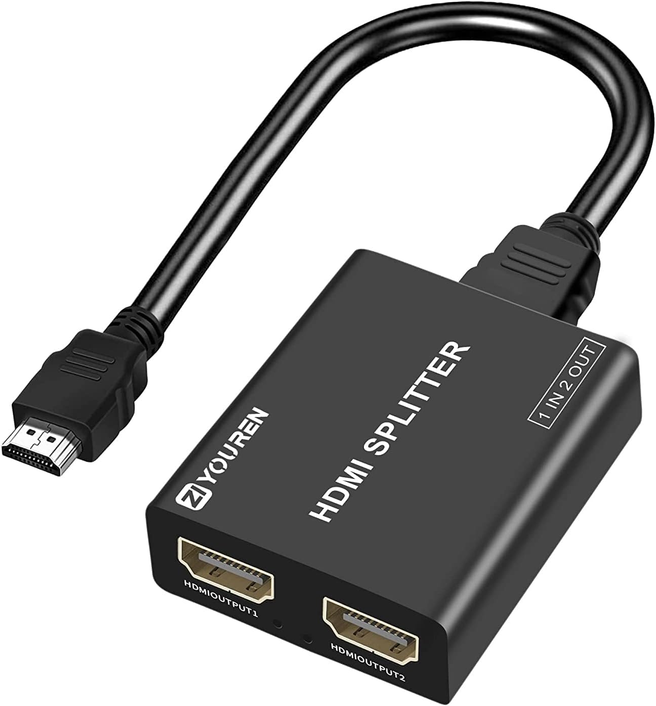 HDMI Splitter with HD HDMI Cable, 1 in 2 Out 4K HDMI Splitter for Full