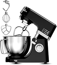 INALSA Stand Mixer 1200W|Pure Copper Motor|5.3L SS Bowl With Splash Guard|Metal Gears for Extra Durability|Accessories Included|Dishwasher Safe|Baking,Cake Mixer,Kneading-Kratos Plus (Black)