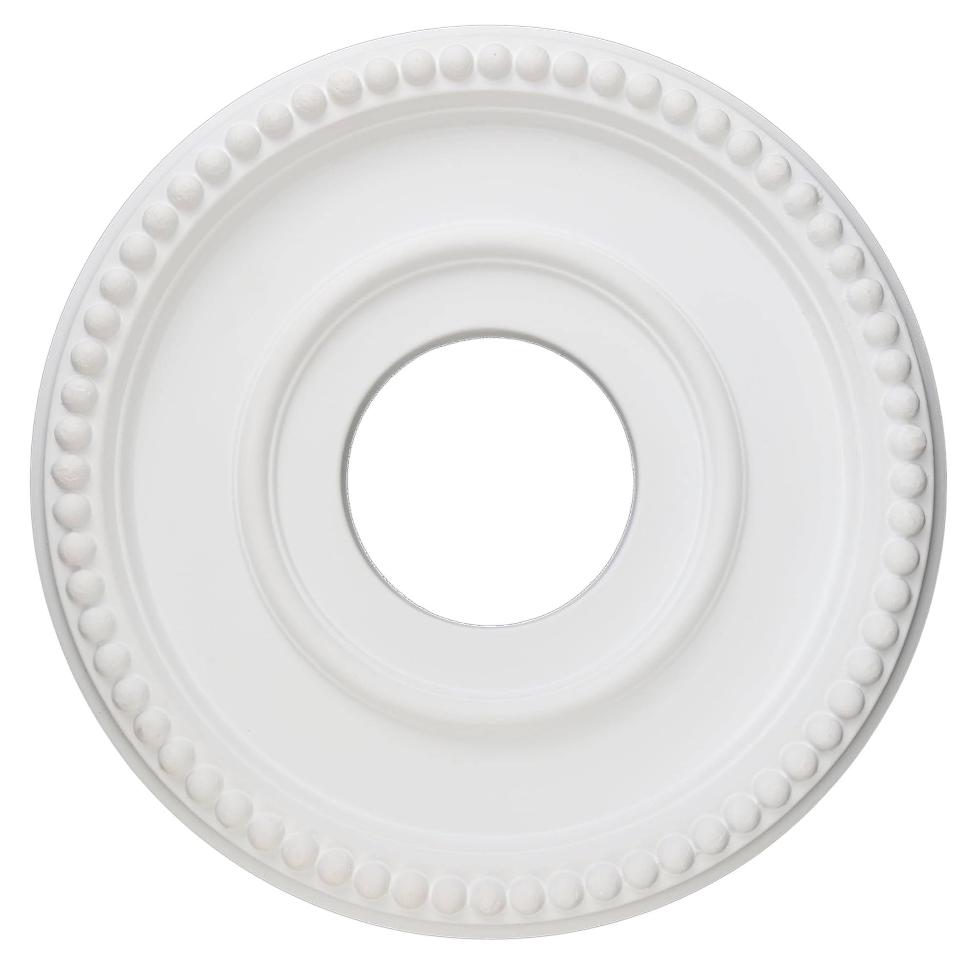 Photo 1 of 12 Inch OD x 4inch ID White Ceiling Medallion Plate – PU Plastic Decorative Cover for Fan, Light Fixtures, Chandelier Canopies – Traditional, Retro, and Minimalist Home Lighting Replacement