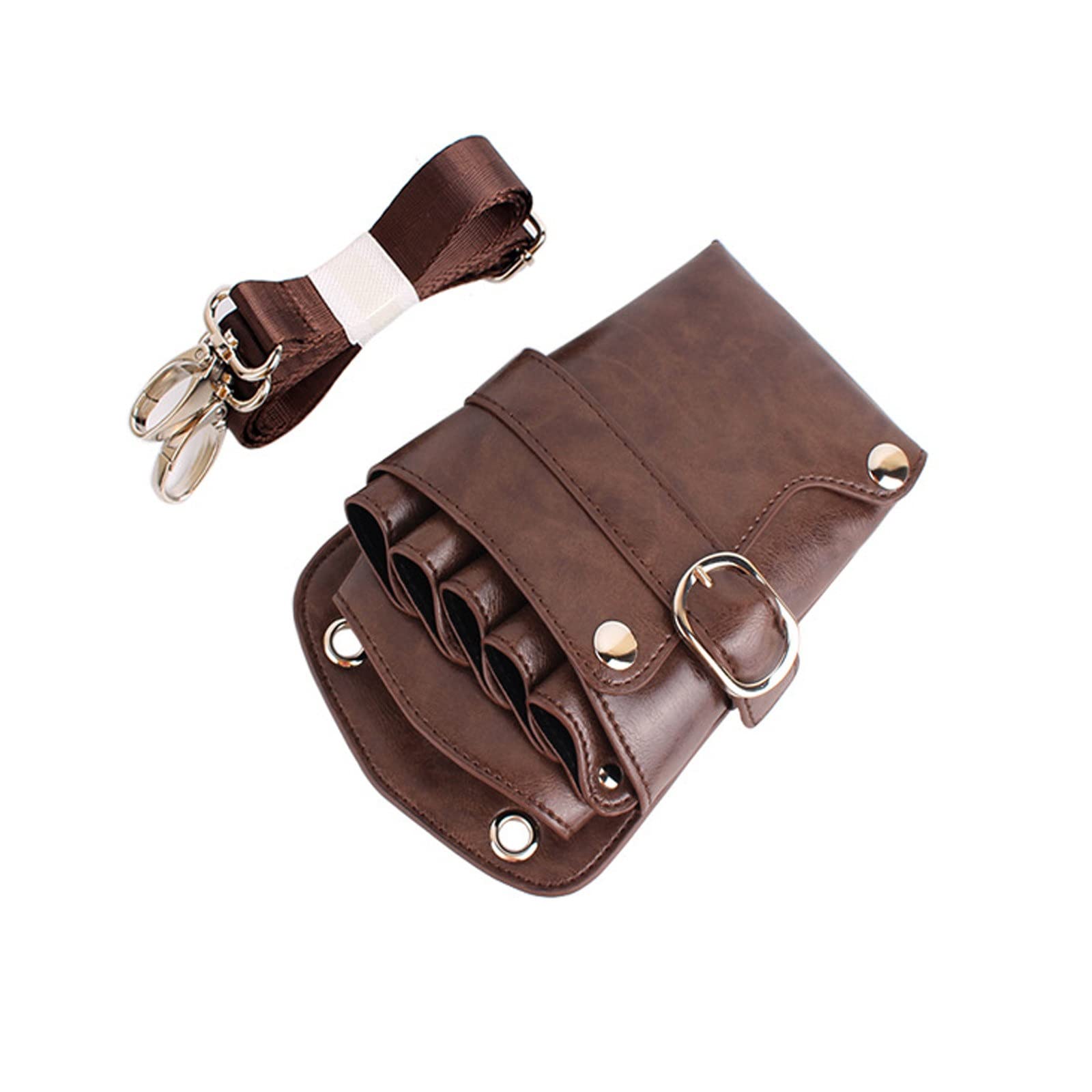 Borsa per Forbici da Parrucchiere Piccolo Wash Authoressing Carbone Bouch per Salone(Marrone)