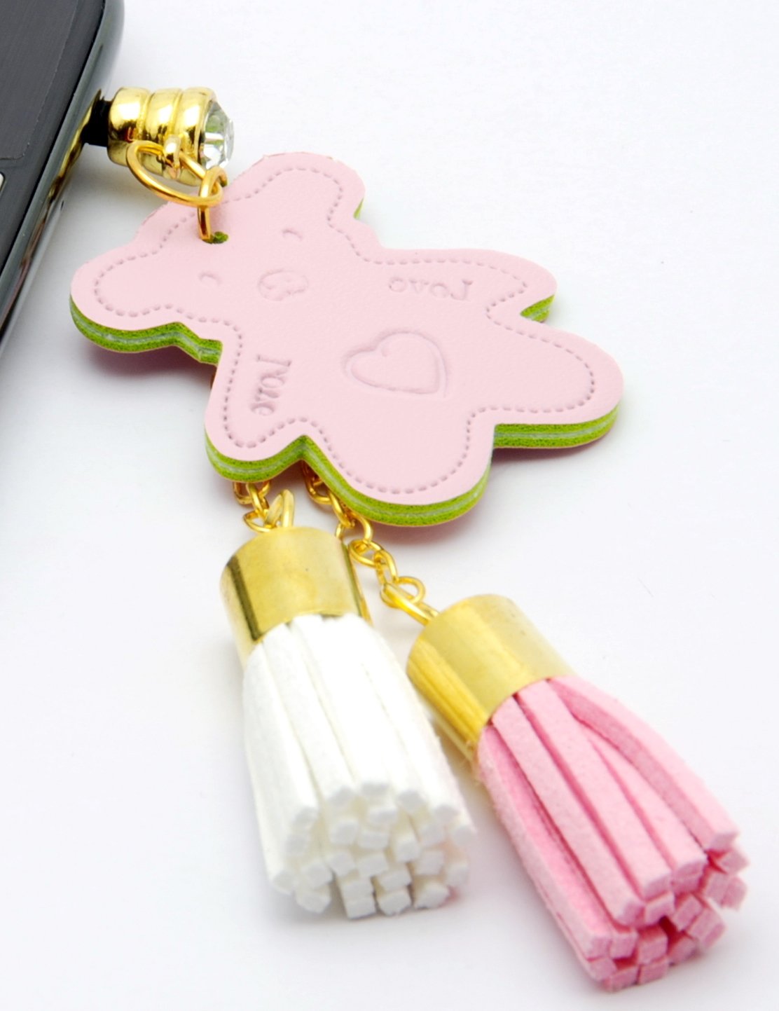 ZZYBIA® Pink Bear Fringed Dust Plug Charm for Cell Phone