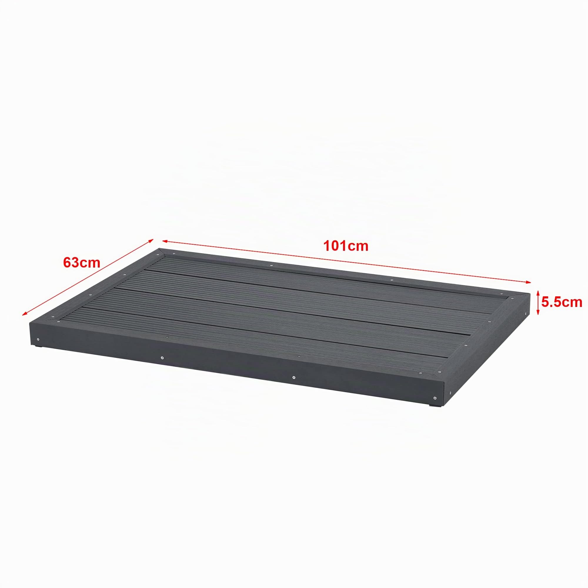 [en.casa] Piatto Doccia da Esterno in WPC Pedana Antiscivolo per Giardino Piscina Terrazzo Base Doccia Resistente ai Raggi UV Portata 150 kg 101x63x6 cm Grigio Scuro