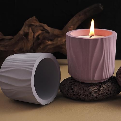 Miniatura 10 de Caja de almacenamiento, moldes para tazas de velas, moldes creativos de silicona para velas, moldes para ollas, rayas redondas de hormigón con tapa,