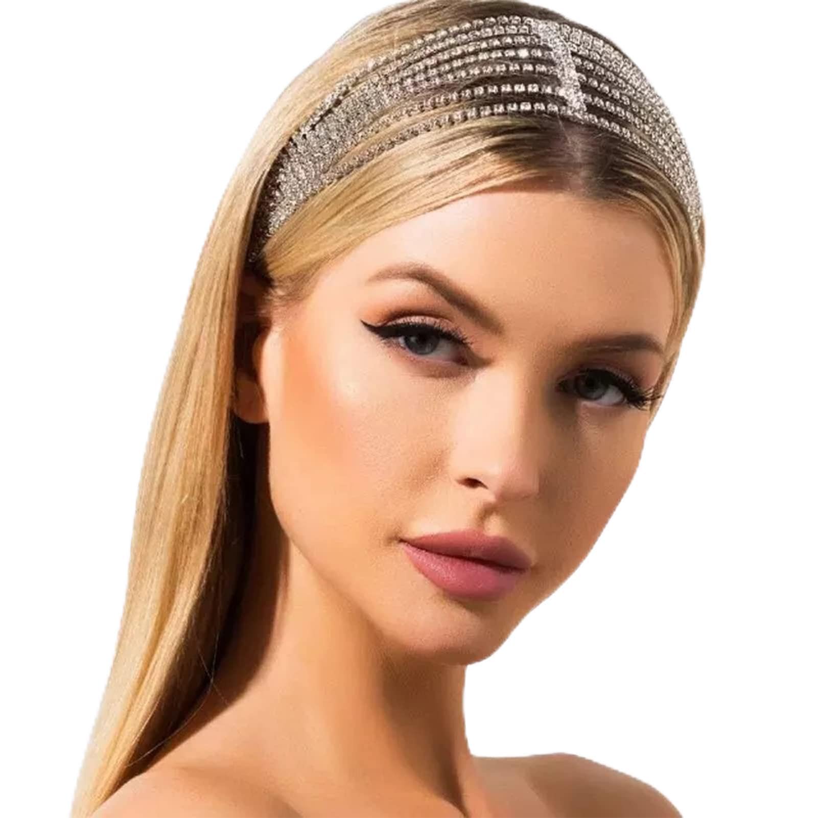 NICENEEDED Silver Rhinestone Head Chain