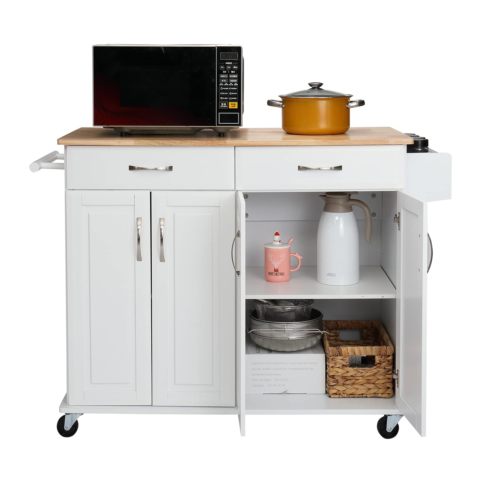 Buy Bonnlo Kitchen Islands on Wheels Storage Trolley Coffee Bar Cart