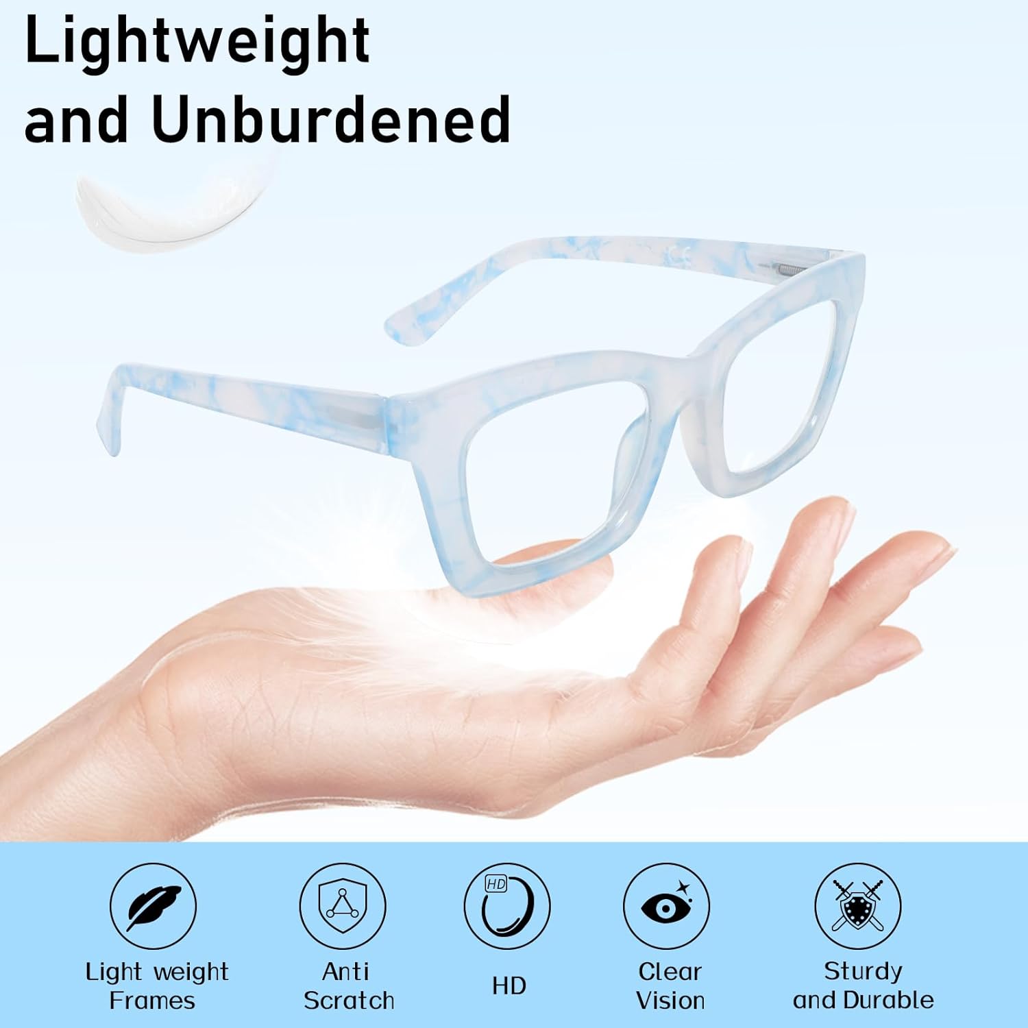 KoKoBin 2 Pack Oprah Style Reading Glasses for Women Blue Light Blocking, Cute Oversized Square Computer Readers Spring Hinge - Image 7