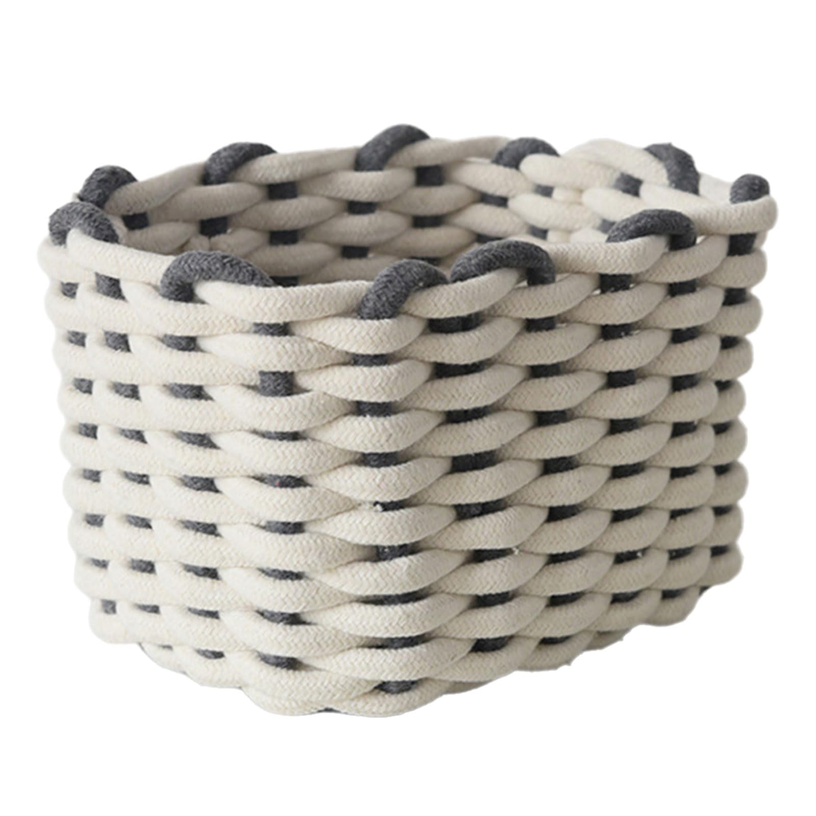 Stylish Woven Storage Basket Cotton Rope Portable Storage Organizers Solution with Handles Nursery