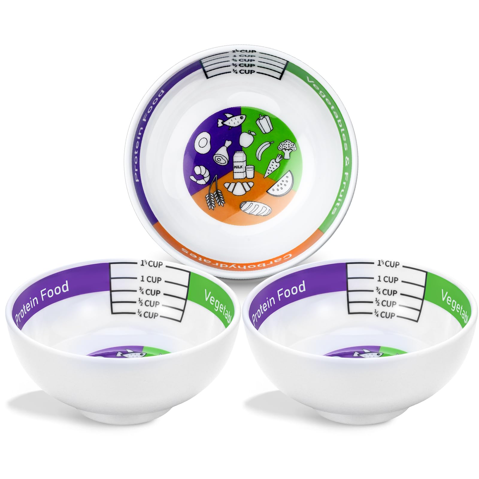 3 Pcs Portion Control Bowl Bariatric Portion Measuring Bowls for Weight Loss Balanced Eating Diabetes Surgery Healthier Diets for Adults