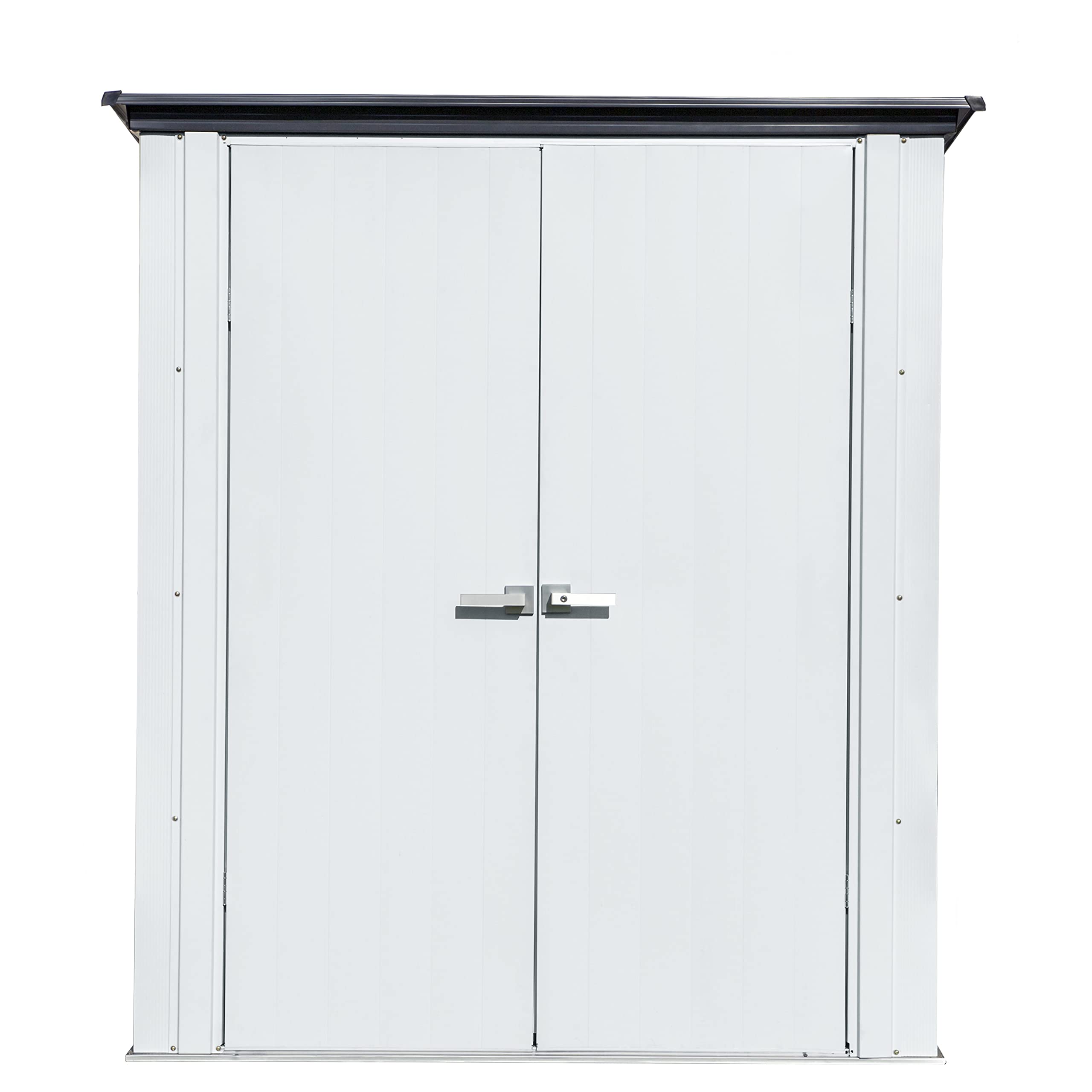 Arrow Shed Designed 5' x 3' x 6' Compact Outdoor Metal Backyard, Patio, and Garden Shed Kit, Flute Gray and Anthracite