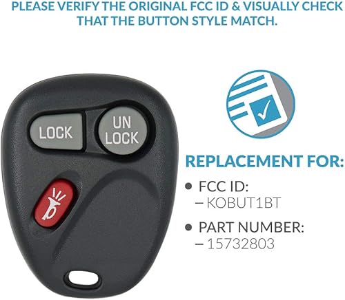 Miniatura 4 de Keyless2Go Repuesto para vehículos de entrada sin llave de automóvil que utilizan 3 botones 15732803 KOBUT1BT - Paquete de 2