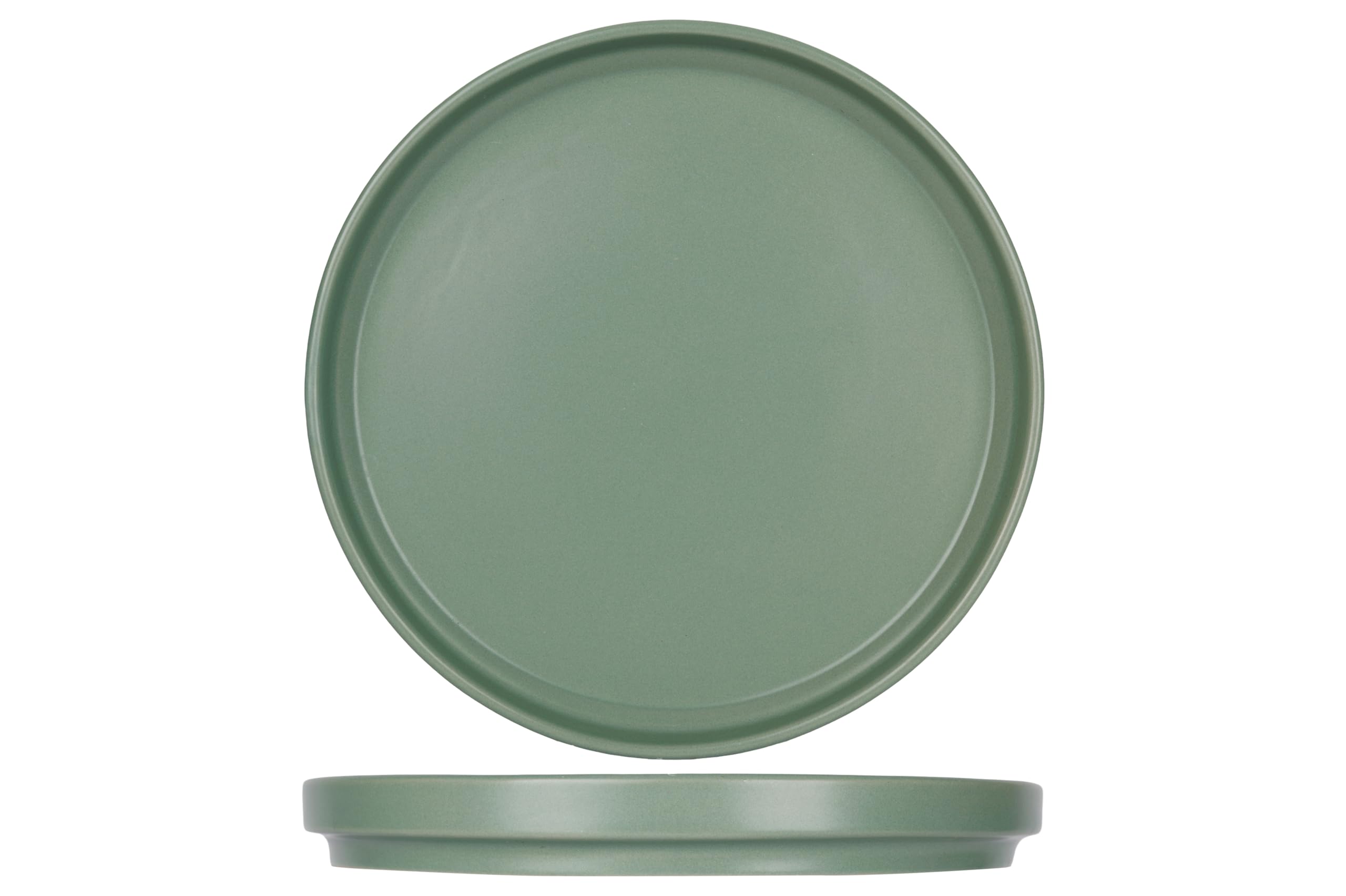 Cosy & Trendy Set of 6 Alto Stoneware Dessert Plates, Green, D19.5 cm