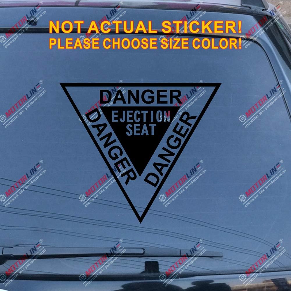 Jursey Auto Danger Ejection Seat Decal Sticker Vinyl Pick Size Color die Cut no Background (Black, 20'' (50.8cm))
