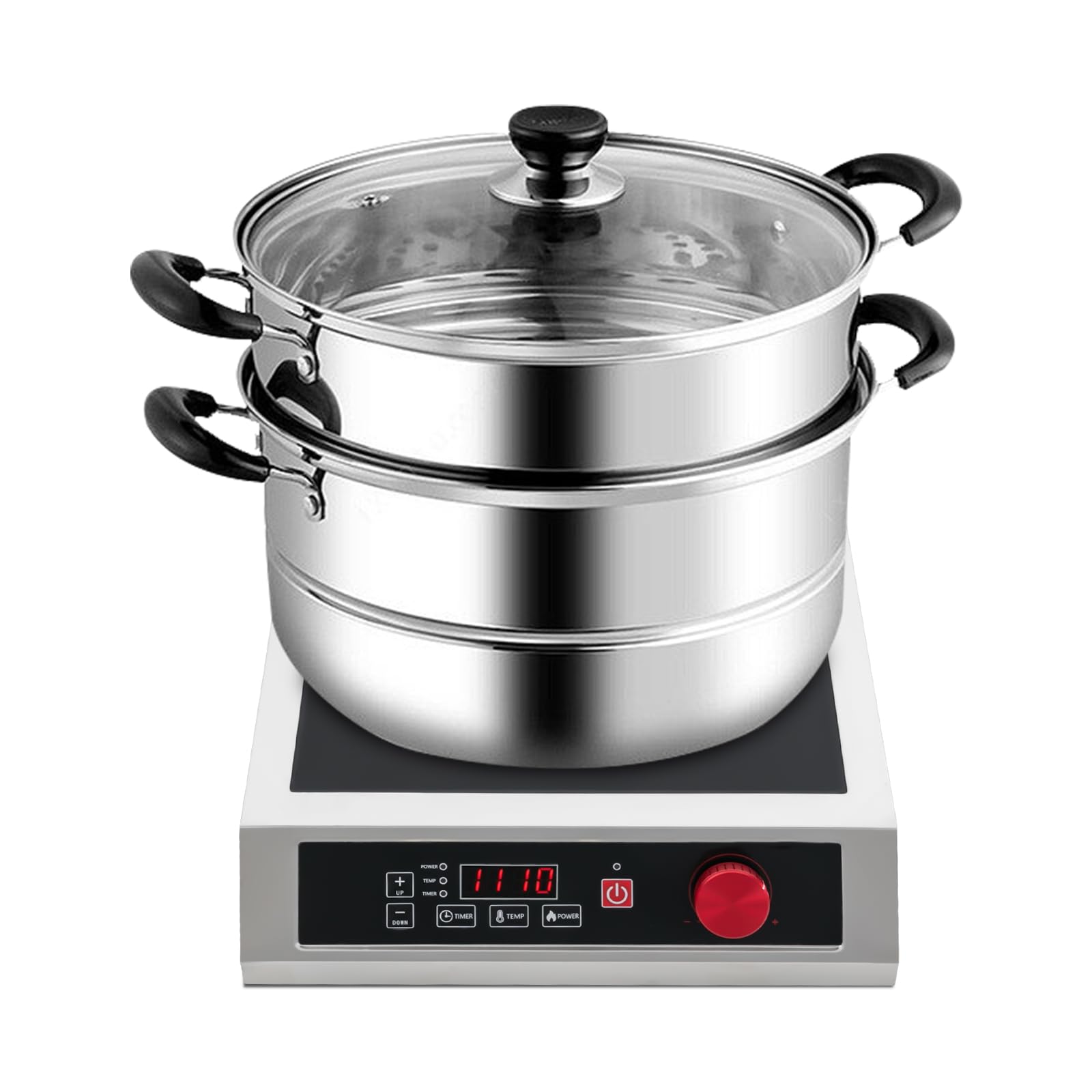 Plaque de cuisson à induction commerciale 3500 W – Plaque à induction professionnelle avec minuterie réglable jusqu'à 10 h, 10 niveaux de température (standard 200 °C/392 °F), écran LED – Idéal pour