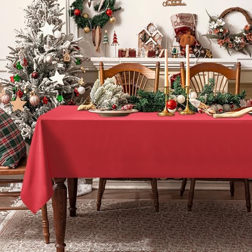 Tischdecke Weihnachten Rot 21 DWCN Rot Tischdecke Weihnachten 130x220cm Fleckschutz Abwaschbar...