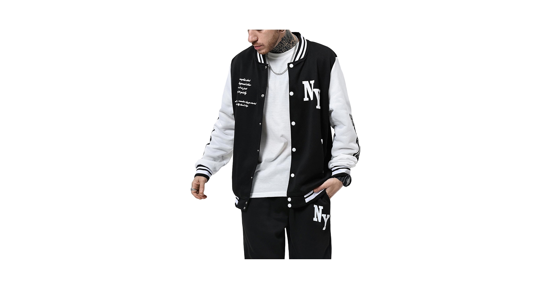 SOLY HUX Men's Varsity Jacket Color Block Letter Graphic