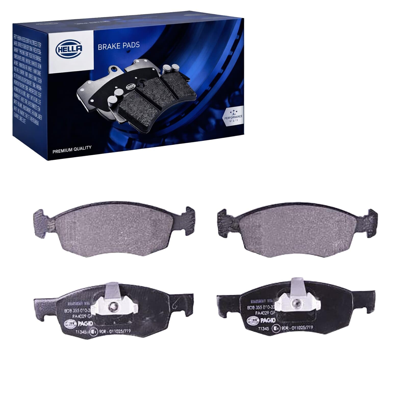 HELLA 8DB 355 010-321 Brake pad set - not prepared for wear indicator - T1345 - for e.g. FIAT