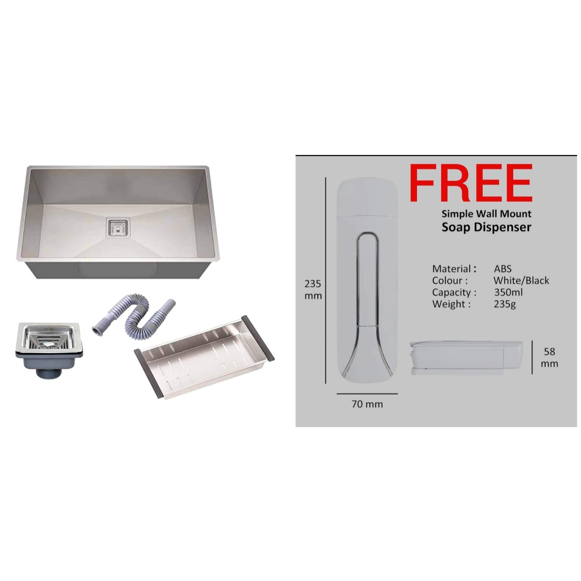 rigwell lifetime 304 Grade Stainless Steel handmade single Bowl kitchen sink (24"*18"*10") with free soap dispenser (B08FYHRLTH) Amazon Price History, Amazon Price Tracker