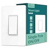 Single Pole Smart Light Switch, Neutral Wire Required, 2.4GHz Wi-Fi Light Switch, Works with Alexa and Google Home, Schedule, Remote Control