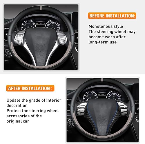 Miniatura 5 de GZYF Estilo de fibra de carbono interior volante tira ajuste para Nissan Altima 2013 2014 2015 2016 2017 2018, ABS