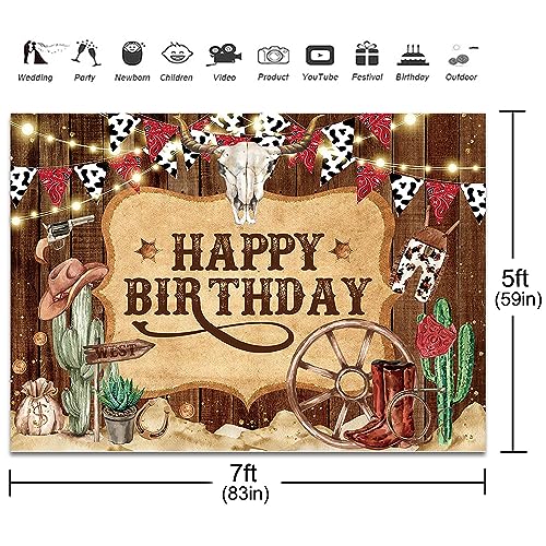 Fondo Fotográfico Western 7x5ft para Cumpleaños miniatura 3