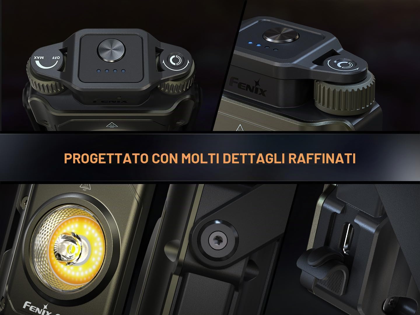 fenix CL27R Lanterna ricaricabile multi fascio | 1600 lumen | 180 m | 285 ore max | Modalità luce rossa | Regolazione continua della temperatura del colore e della luminosità | Manico magnetico a 360°