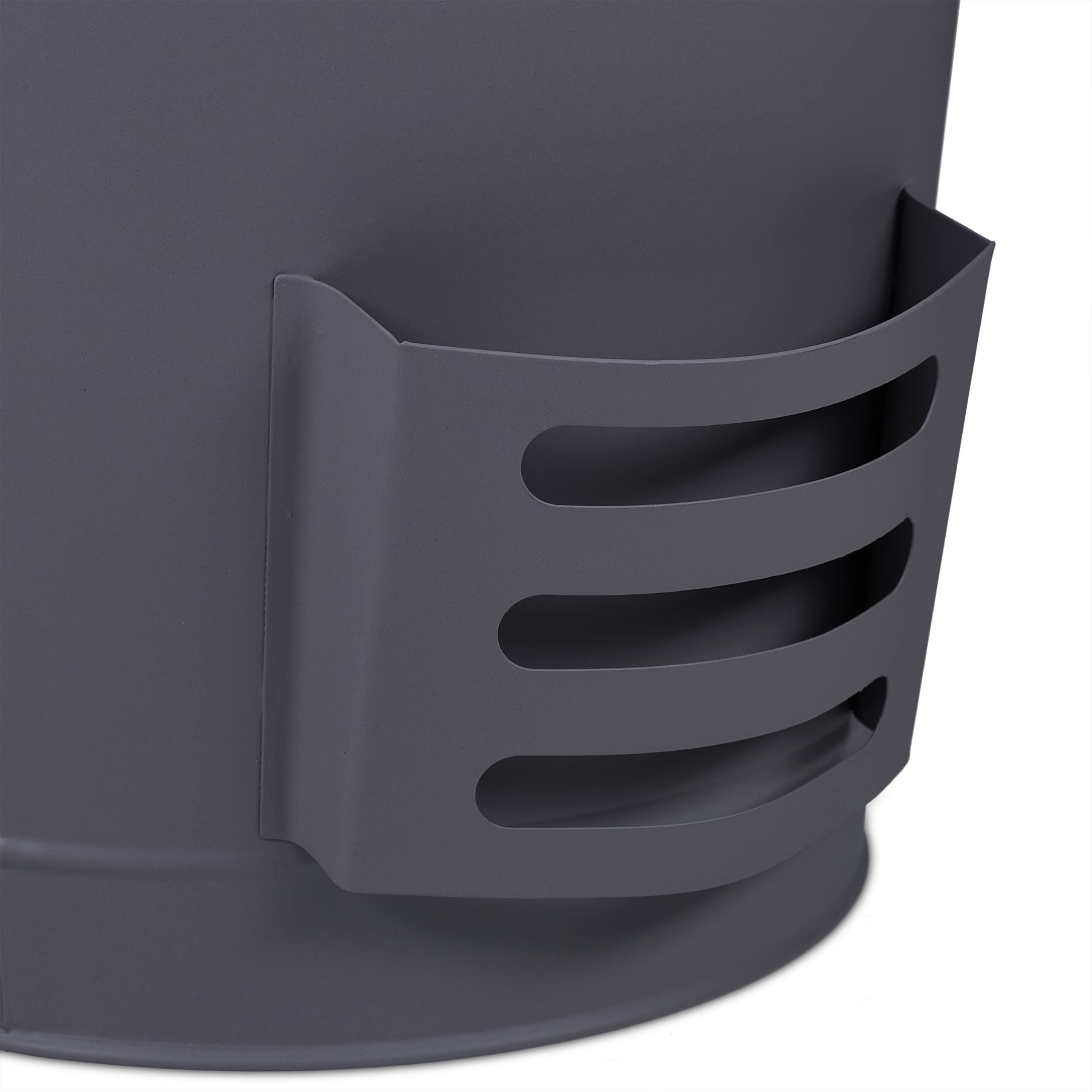 Relaxdays Secchio Portacenere per Camino 19 L, Contenitore per Cenere, Carbonella con Manico Coperchio e Paletta, Grigio