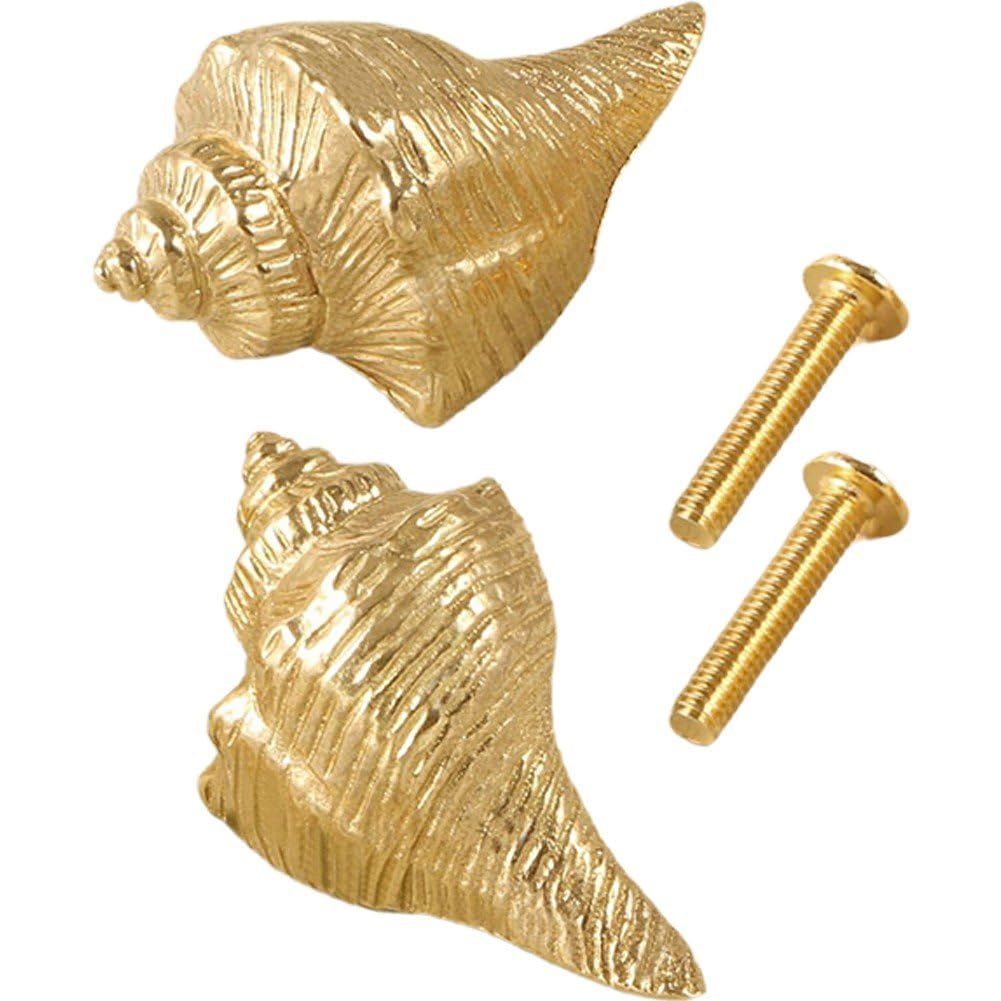 Boutons de placard laiton conque vintage poignée tiroir commode armoire cuisine x2