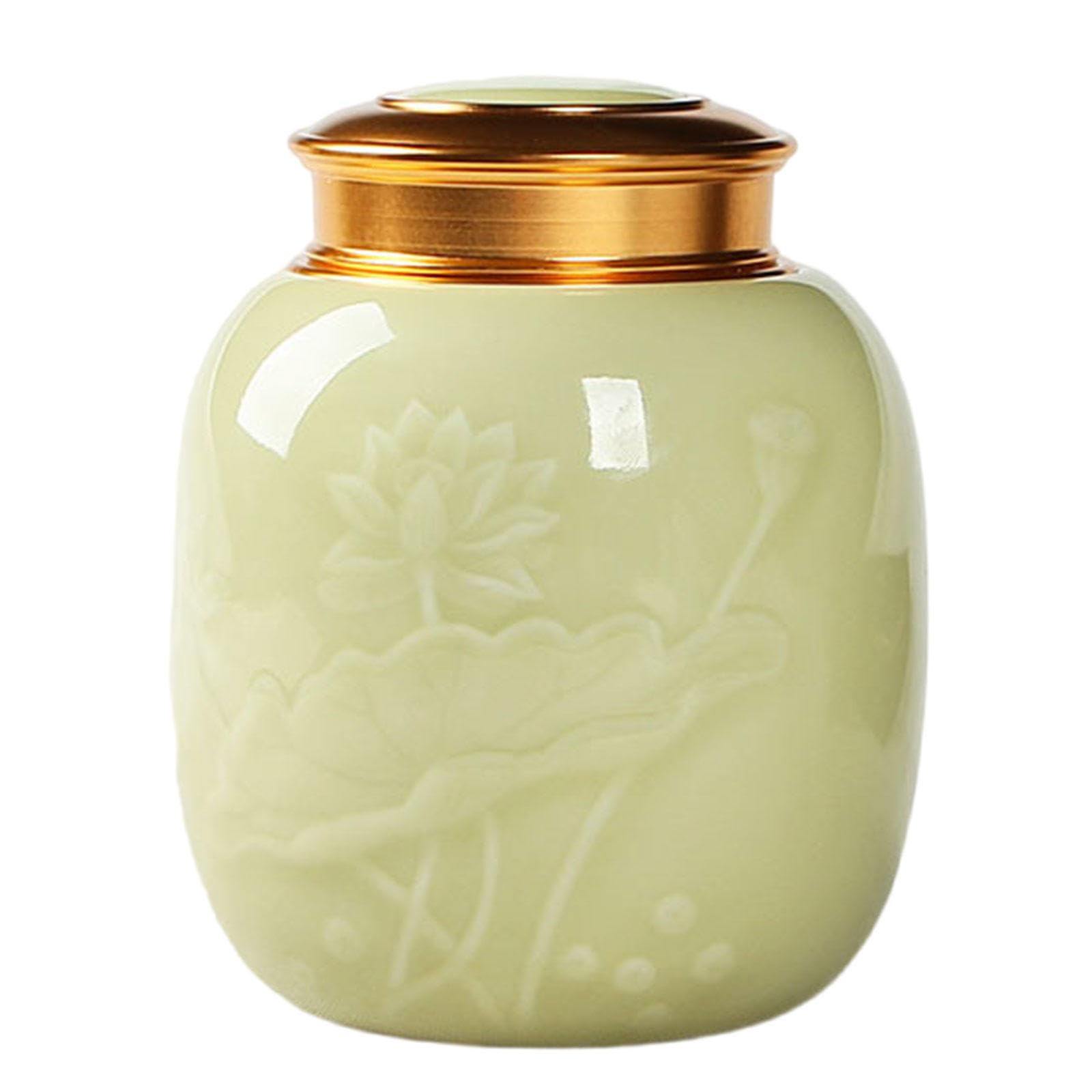 GPDNBIEU Ceramic urns, Funeral Urn Small Cremation Ashes for Pet Adult Human - Memorial Casket(Yellow)