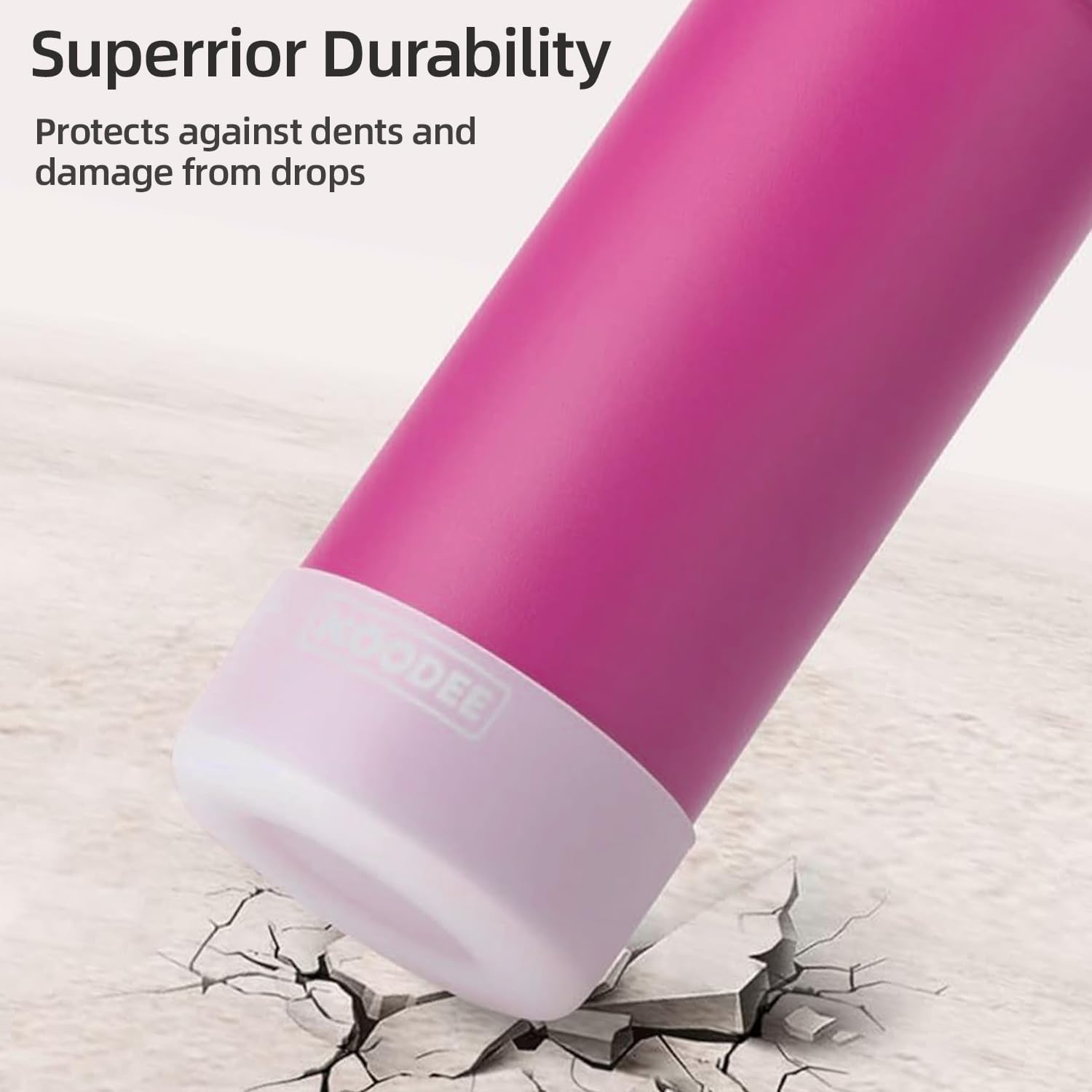 koodee Water Bottle with Straw 2 Pack-18 oz Stainless Steel Insulated Water Bottle BPA Free (Fuchsia Red-Teal) - Image 3