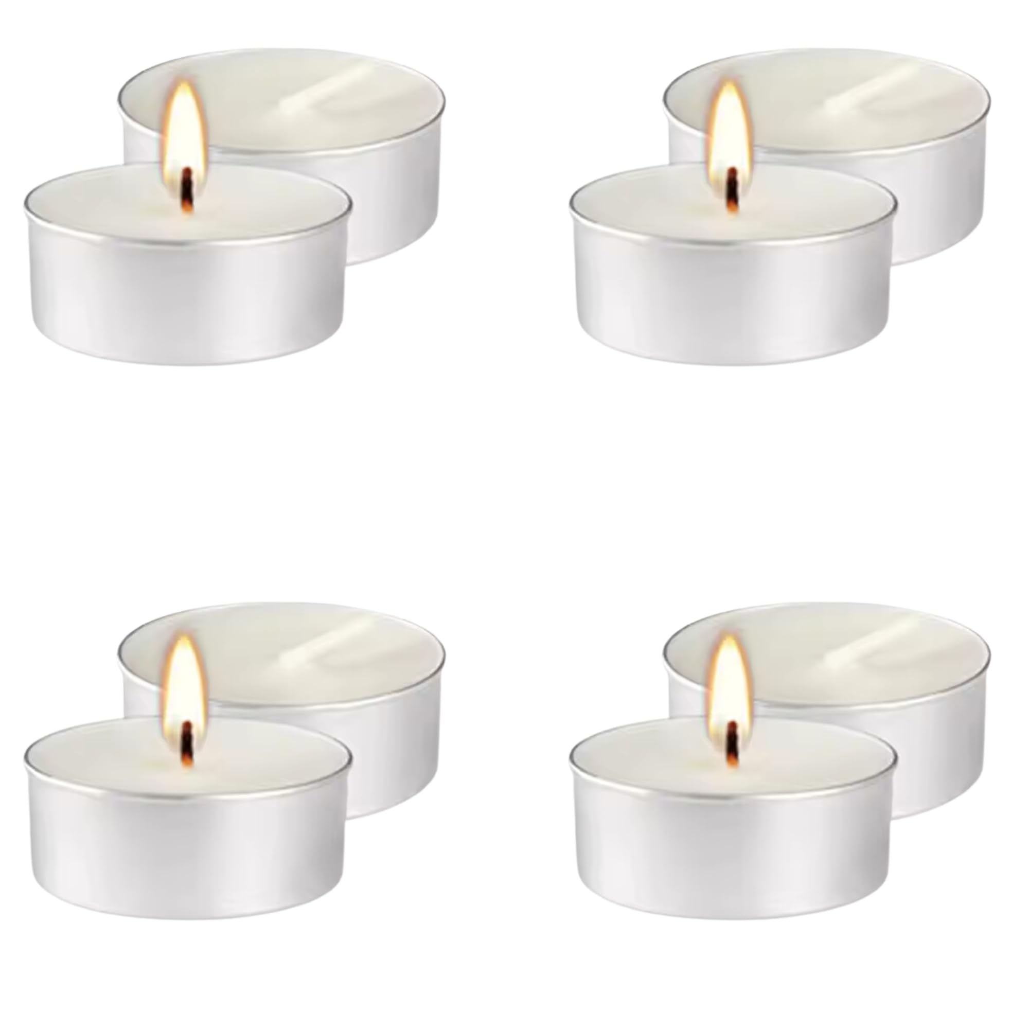 8-Hour Large Unscented Tea Light Candles - 20 Pack White - Long-Burning Tealights, 8 Hrs Burn Time