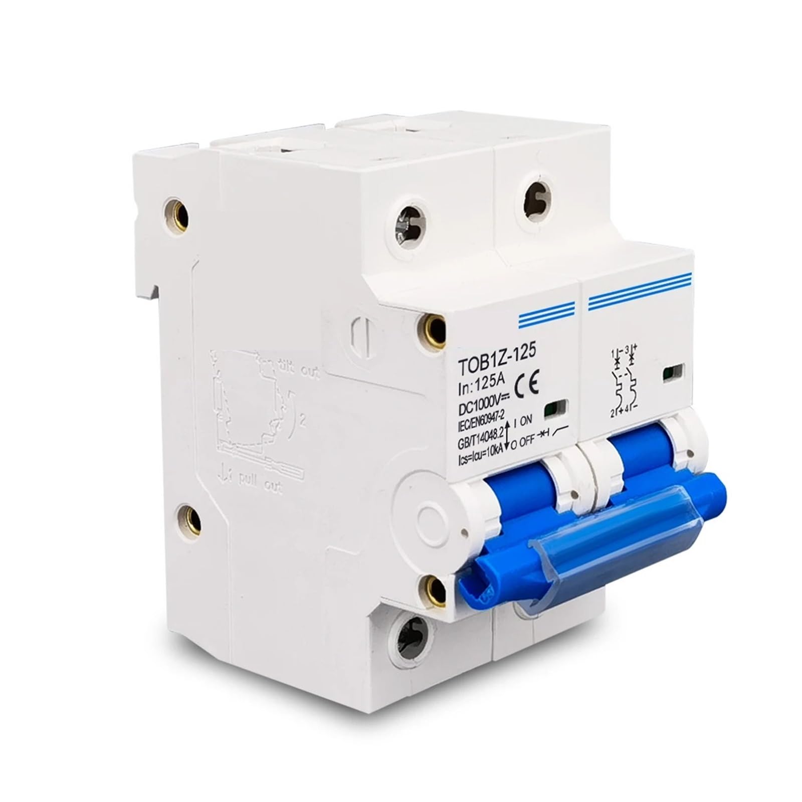 Interruttore principale della batteria della curva C del sistema fotovoltaico 2P DC 1000 V 125 A 100 A 80 A
