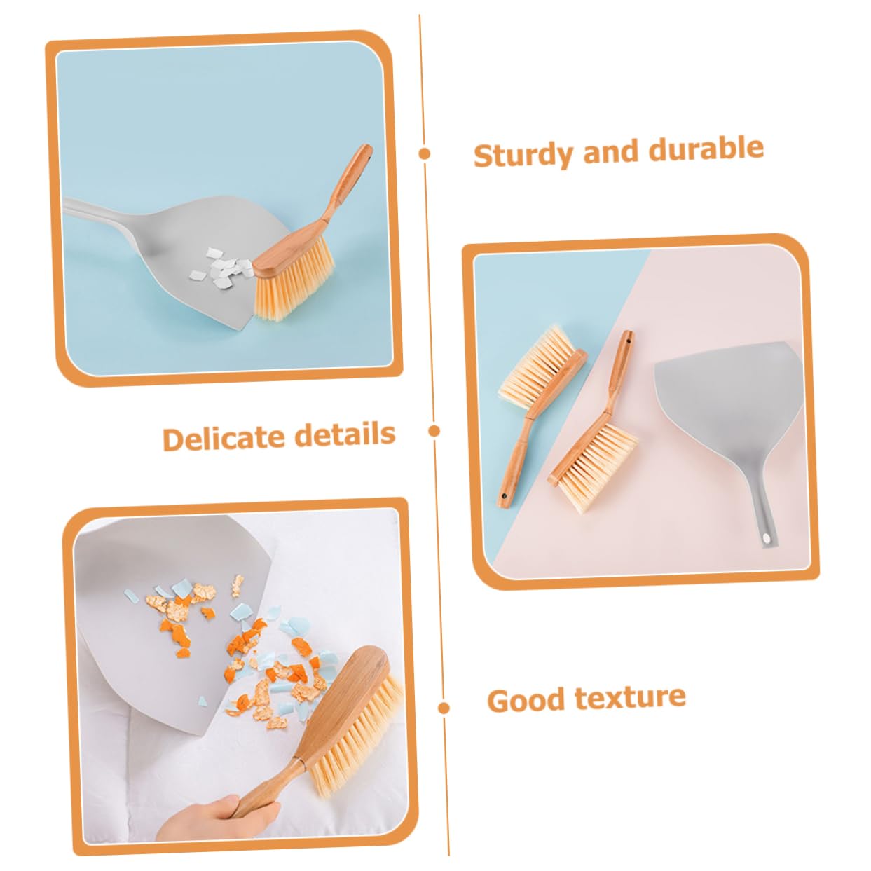 SEWOART 1 Set Desktop Cleaning Kit Broom Indoor Handheld Broom Hand Broom and Dustpan Kits Dust Pan Gray Desk Small Pans Mini Cleaning Brush Small Cleaning Broom and Dustpan Brush Grey