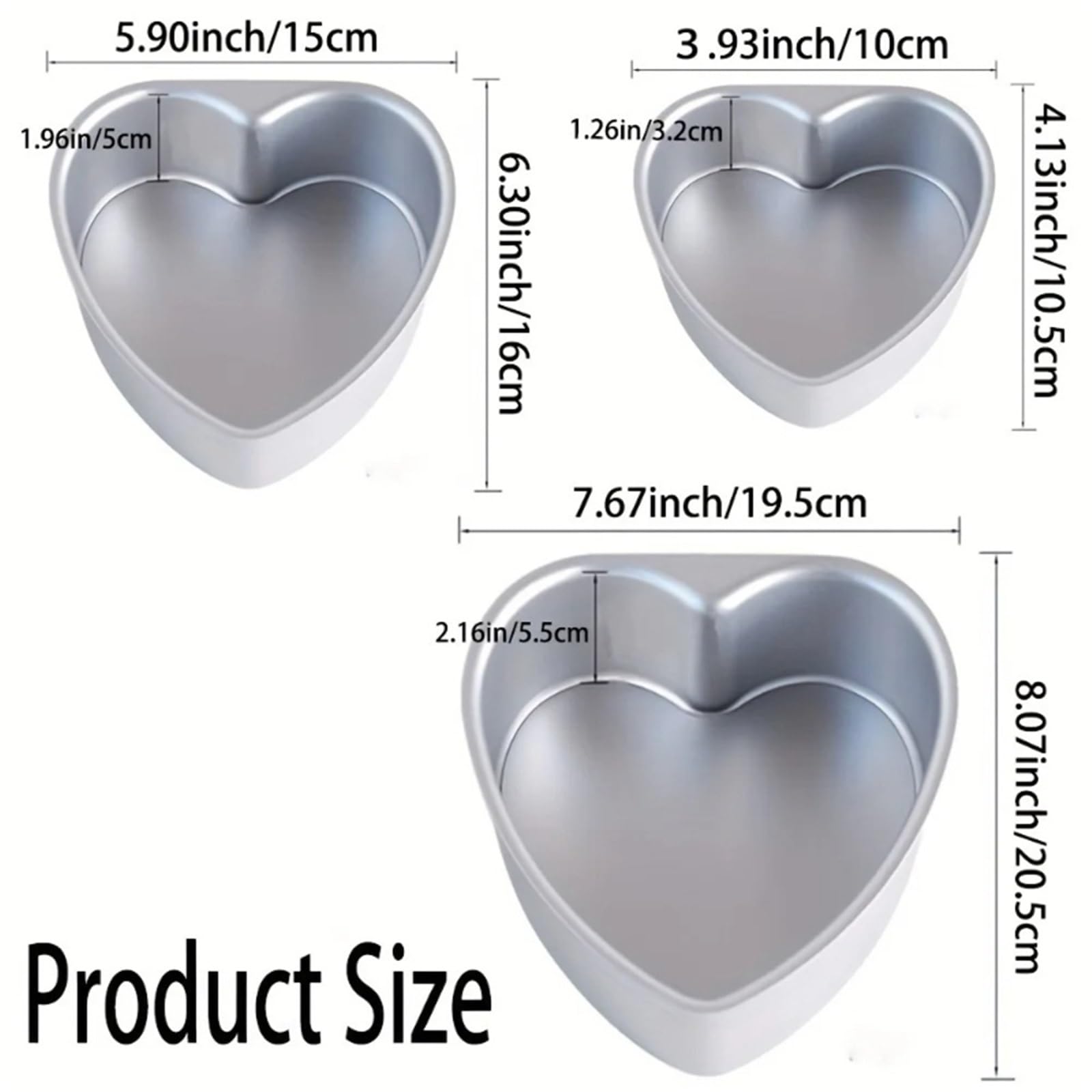 3 Stück herzförmige Kuchenform for Backen für Dreidimensionale Kuchen | Aluminium-Kuchenform mit abnehmbarem Boden, antihaftbeschichtet, rostbeständig, Backzubehör for die Küche(8inch)