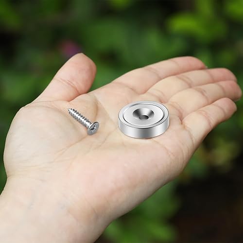 Vista 61 de Neosmuk Imanes con tornillos, imán de disco de neodimio fuerte de 130 libras con agujeros en el centro, imán de taza con orificio de montaje