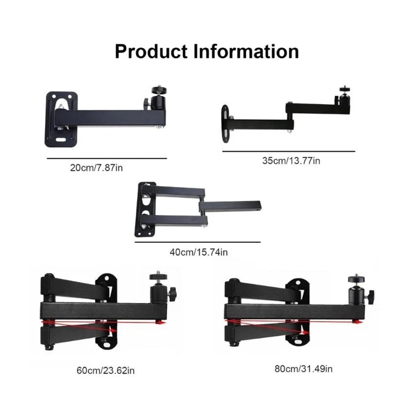Soporte De Pared para Proyector Soporte de proyector Metal Montaje en Pared con Ajuste múltiple Plegable for cámaras y proyectores pequeños(Arms 35cm)