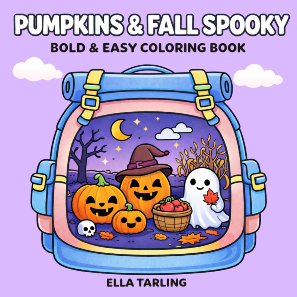 Pumpkin Coloring Book for Fall & Halloween: Bold & Easy Designs for Kids & Adults | 40 Cute & Simple Pages for Relaxation & Fun (Spooky Cozy Collection)