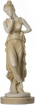 BEAUTIFUL GREEK STATUES Persephone Goddess of The Underworld Springtime Gold FlowerVegetation Statue 7"