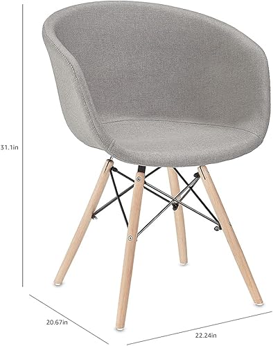 Miniatura 6 de CangLong Silla de comedor tapizada moderna de mediados de siglo con reposabrazos, silla de sala de estar, sillas laterales con patas de metal, juego