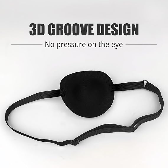 2 Pcs Single Eye Patch, Adjustable Eye Patch for Amblyopia, Lazy Eye, Left or Right Eye, Comfortable Eye Cover (Black)