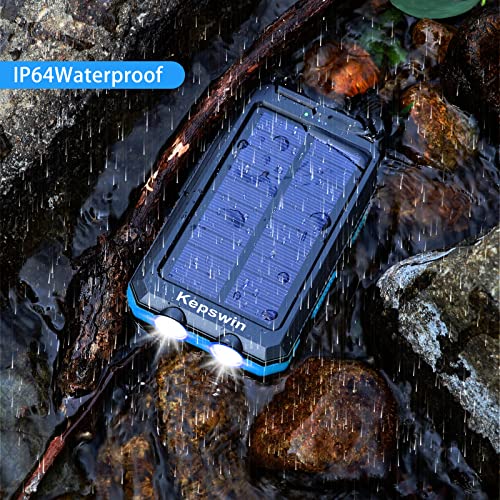 Solar Charger,20000Mah Portable Solar Power Bank,Waterproof External Backup Battery Power Pack Charger With 2 Usb/Led Flashlights Compatible With Iphone,Tablet,Android,Suitable For Outdoor Camping #TOP4